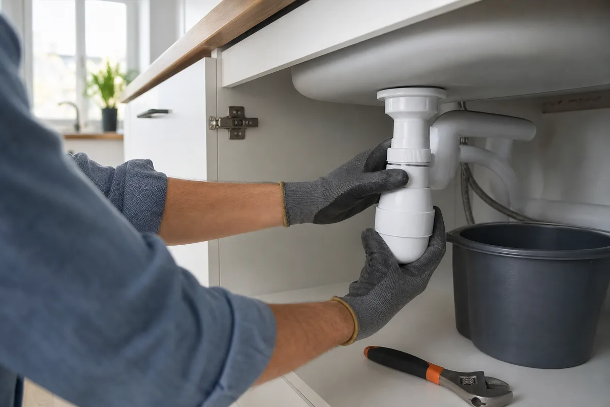 Canalisation d&rsquo;évacuation et furet dans la cave voûtée d&rsquo;un immeuble lyonnais